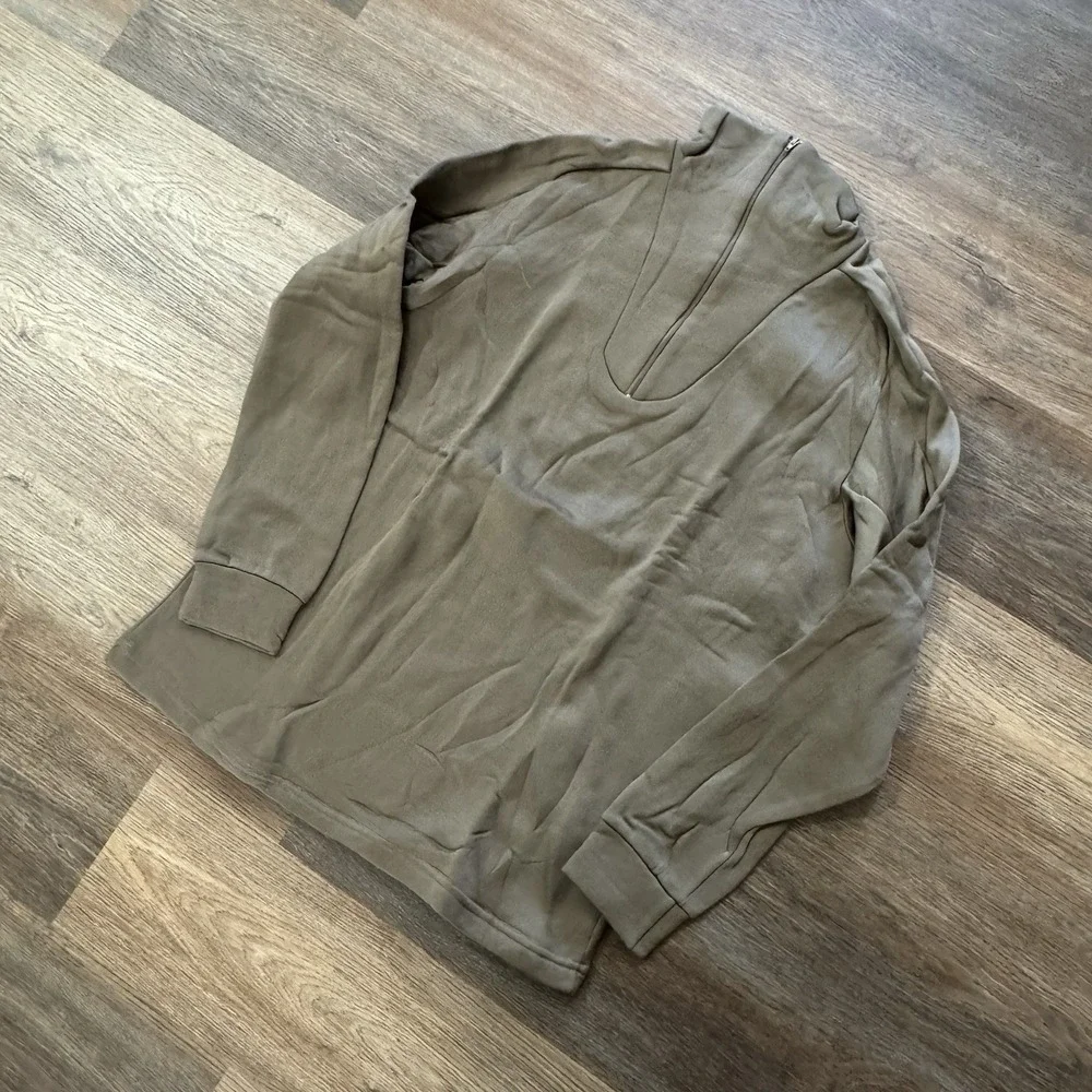 US Military Cold Weather‎ Undershirt Brown Sz L 1/4 Zip